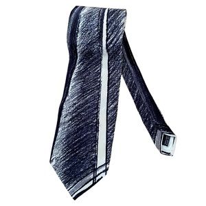 STEFANO ENRICI Black And Ivory 100% Silk Italian Tie